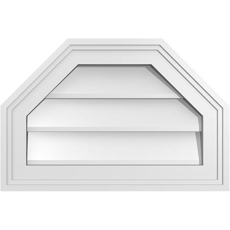 Ekena Millwork Octagonal Top Surface Mount PVC Gable Vent w/ 2"W x 1-1/2"P Brickmould Frame, 18"W x 12"H GVPOT18X1202SN